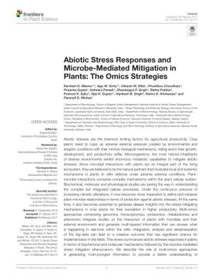 Abiotic Stress Responses and Microbe-Mediated Mitigation in Plants: the Omics Strategies