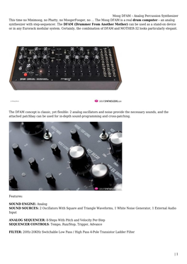 Moog DFAM &#8211; Analog Percussion Synthesizer