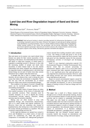 Land Use and River Degradation Impact of Sand and Gravel Mining
