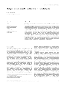 Obligate Asex in a Rotifer and the Role of Sexual Signals