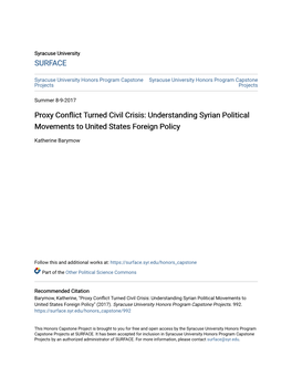 Understanding Syrian Political Movements to United States Foreign Policy