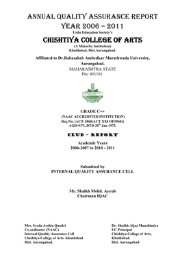 Annual Quality Assurance Report Year 2006 – 2011 Chishtiya