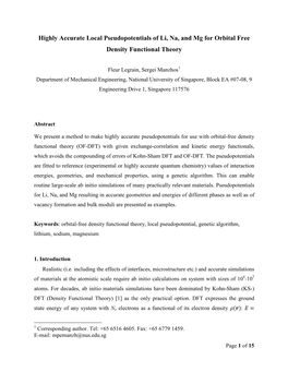 Highly Accurate Local Pseudopotentials of Li, Na, and Mg for Orbital Free Density Functional Theory