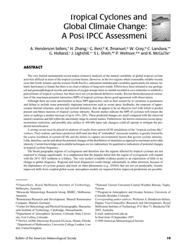 Tropical Cyclones and Global Climate Change: a Post-IPCC Assessment