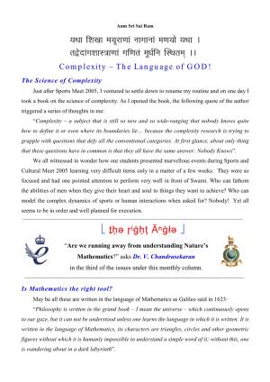 Complexity – the Language of GOD!