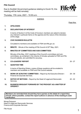 Fife Council Public Agenda Pack 17 June 2021