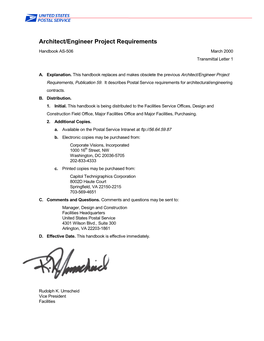 Architect/Engineer Project Requirements