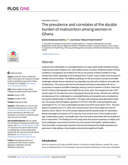 The Prevalence and Correlates of the Double Burden of Malnutrition Among Women in Ghana