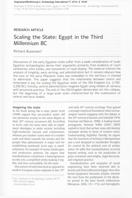 Scaling the State: Egypt in the Third Millennium BC