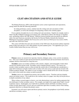 Clst 450 Citation and Style Guide