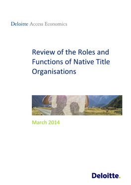 Review of the Roles and Functions of Native Title Organisations