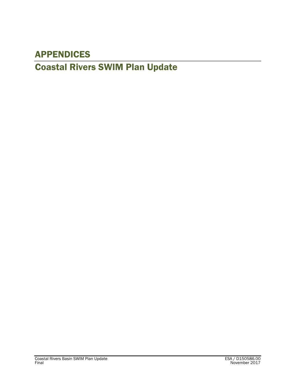 APPENDICES Coastal Rivers SWIM Plan Update