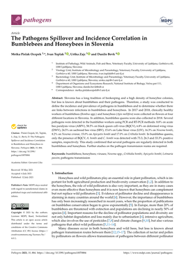 The Pathogens Spillover and Incidence Correlation in Bumblebees and Honeybees in Slovenia