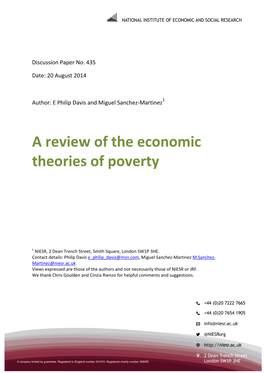 Review of the Economic Theories of Poverty