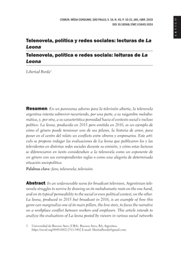 Lecturas De La Leona Telenovela, Política E Redes Sociais