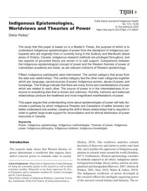 Indigenous Epistemologies, Worldviews and Theories of Power