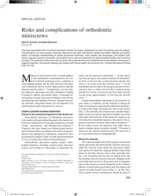 Risks and Complications of Orthodontic Miniscrews