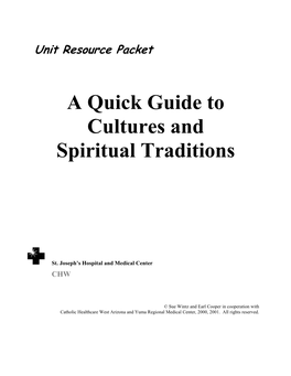 Quick Guide to Cultures and Spiritual Traditions