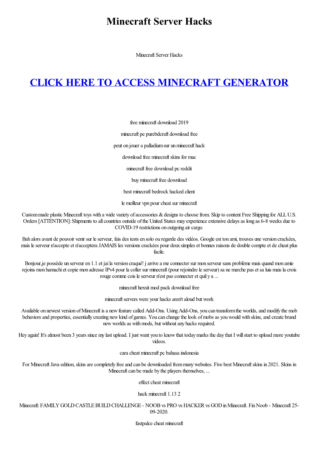 Minecraft Server Hacks