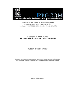 Universidade Federal De Pernambuco Centro De Artes E Comunicação Programa De Pós-Graduação Em Comunicação