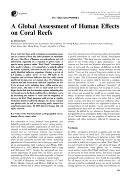 A Global Assessment of Human Eäects on Coral Reefs