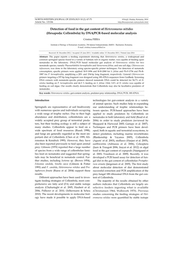 Detection of Food in the Gut Content of Heteromurus Nitidus (Hexapoda: Collembola) by DNA/PCR-Based Molecular Analysis