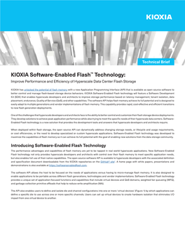 KIOXIA Software-Enabled Flash™ Technology: Improve Performance and Efficiency of Hyperscale Data Center Flash Storage