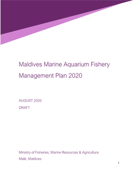 Maldives Marine Aquarium Fishery Management Plan 2020