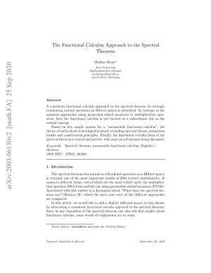 The Functional Calculus Approach to the Spectral Theorem