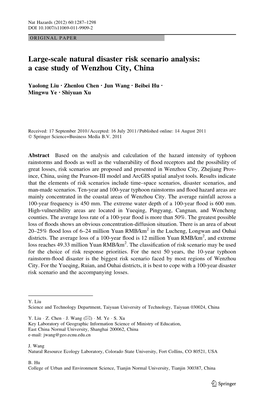 Large-Scale Natural Disaster Risk Scenario Analysis: a Case Study of Wenzhou City, China