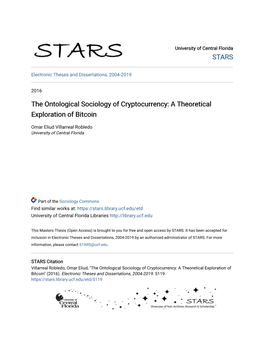 The Ontological Sociology of Cryptocurrency: a Theoretical Exploration of Bitcoin