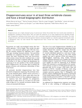 Chapparvoviruses Occur in at Least Three Vertebrate Classes and Have a Broad Biogeographic Distribution