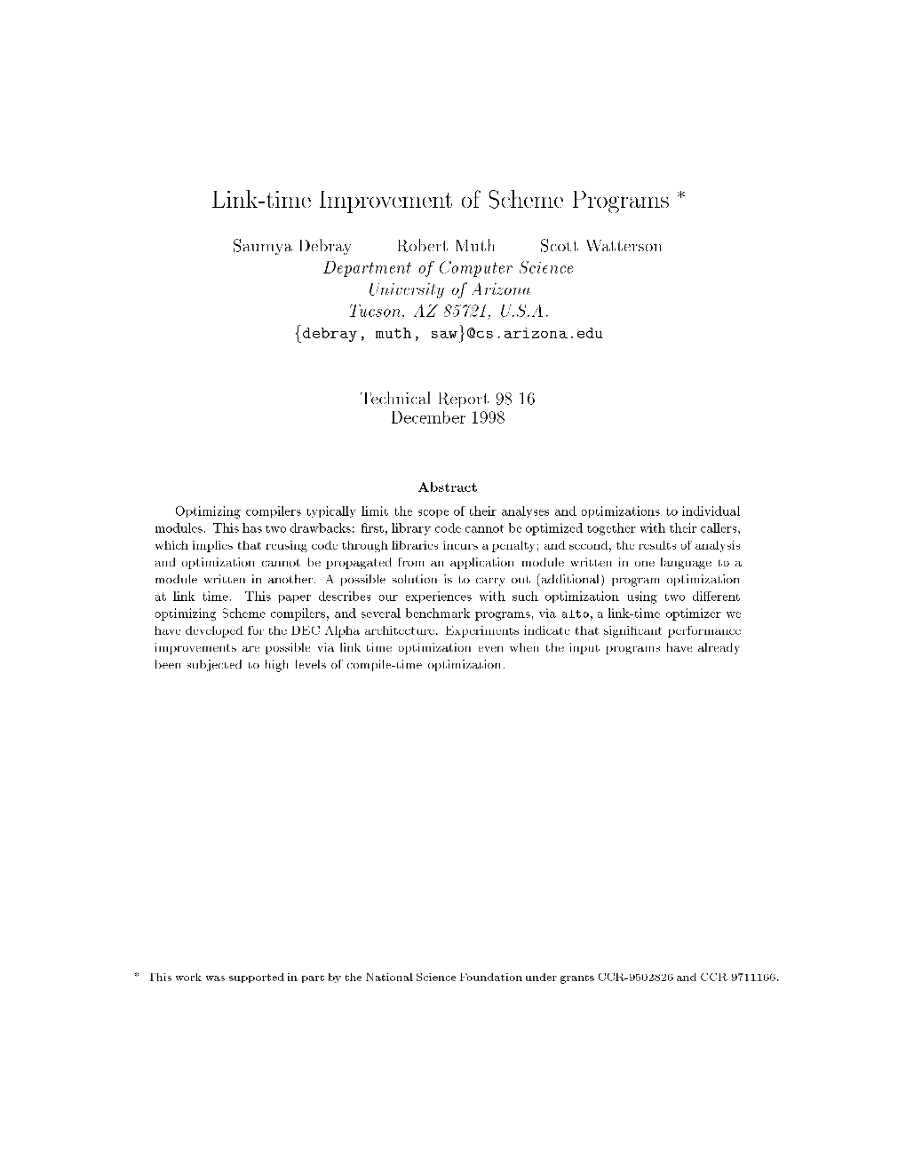 Link-Time Improvement of Scheme Programs