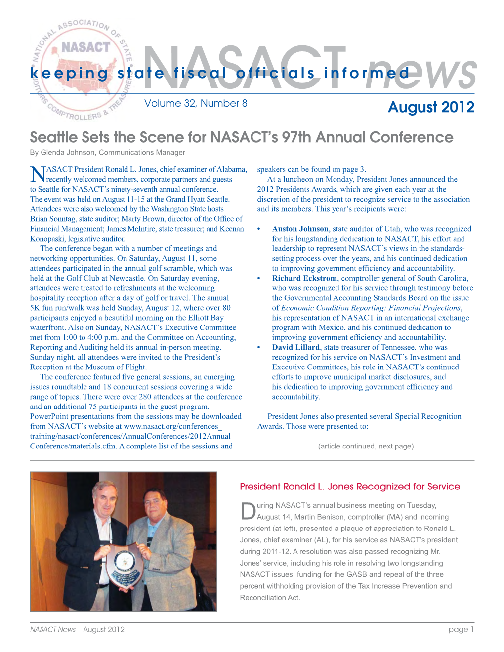 NASACT News, August 2012