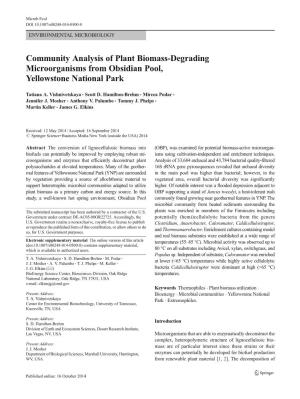 Community Analysis of Plant Biomass-Degrading Microorganisms from Obsidian Pool, Yellowstone National Park