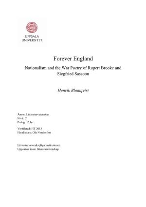 Forever England Nationalism and the War Poetry of Rupert Brooke and Siegfried Sassoon