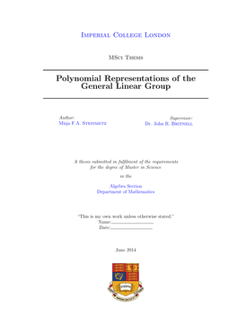 Polynomial Representations of the General Linear Group