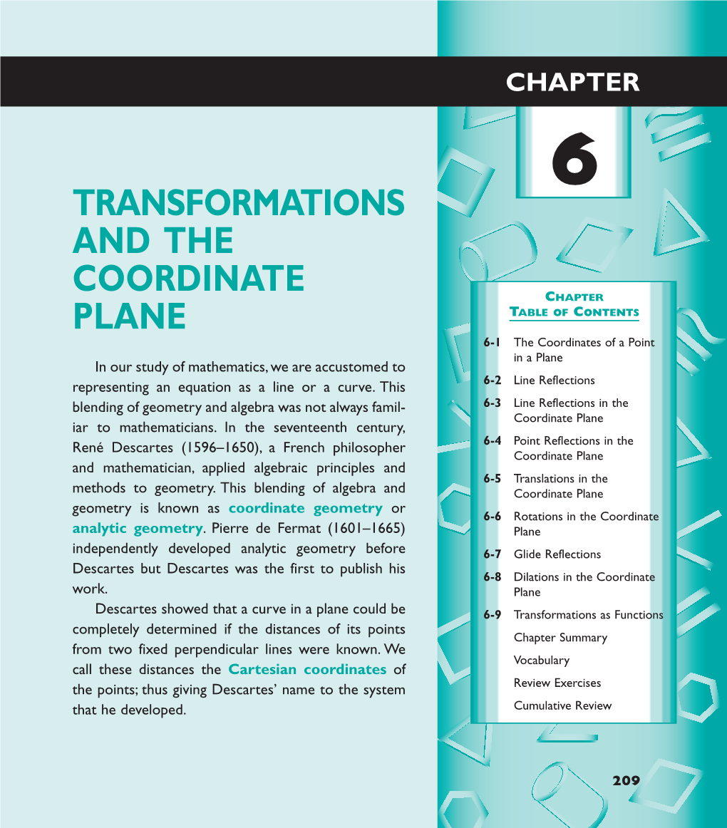 Chapter 6 Transformation and the Coordinate Plane