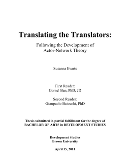 Translating the Translators:Following the Development of Actor-Network Theory