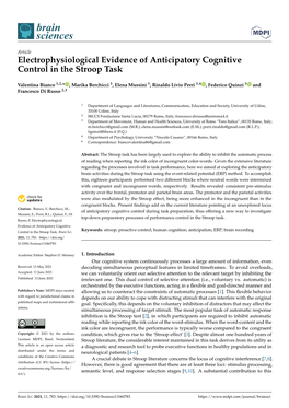 Electrophysiological Evidence of Anticipatory Cognitive Control in the Stroop Task