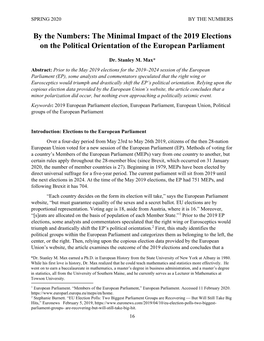 The Minimal Impact of the 2019 Elections on the Political Orientation of the European Parliament