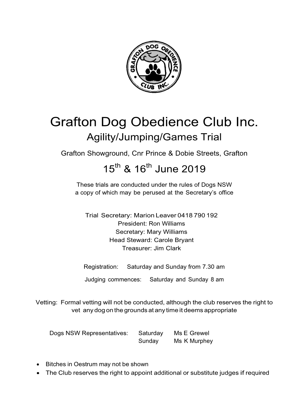 Grafton Dog Obedience Club Inc. Agility/Jumping/Games Trial