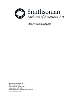 Henry Botkin Papers