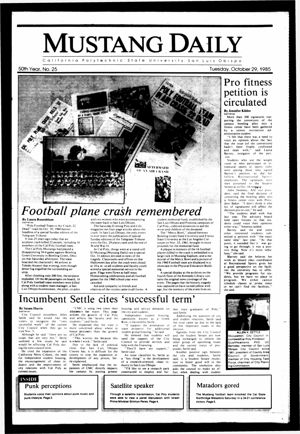 Mustang Daily, October 29, 1985