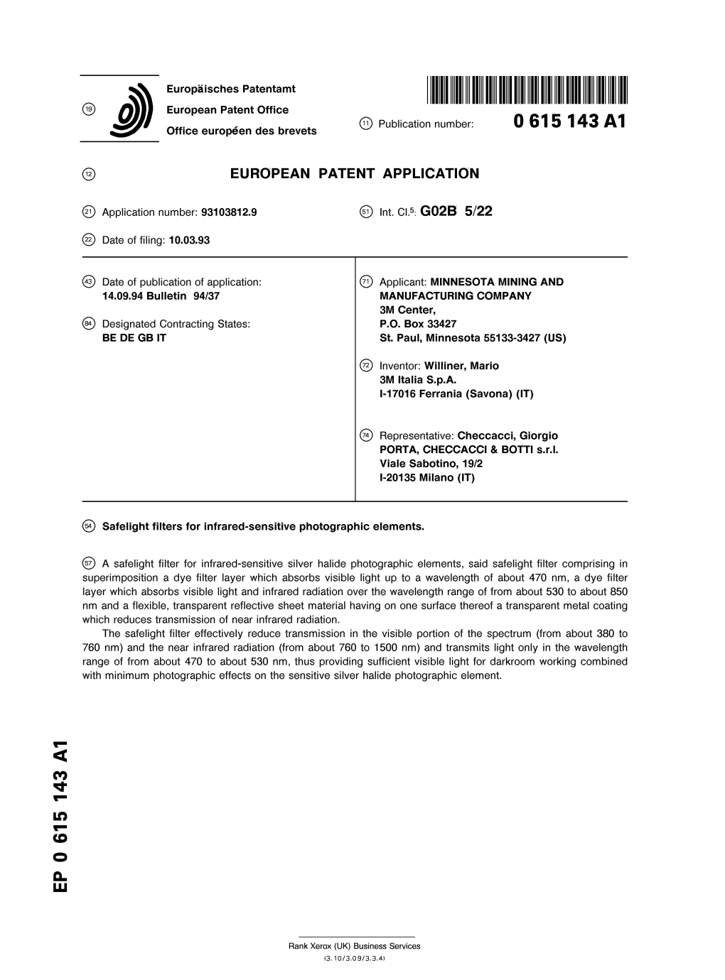 Safelight Filters for Infrared-Sensitive Photographic Elements