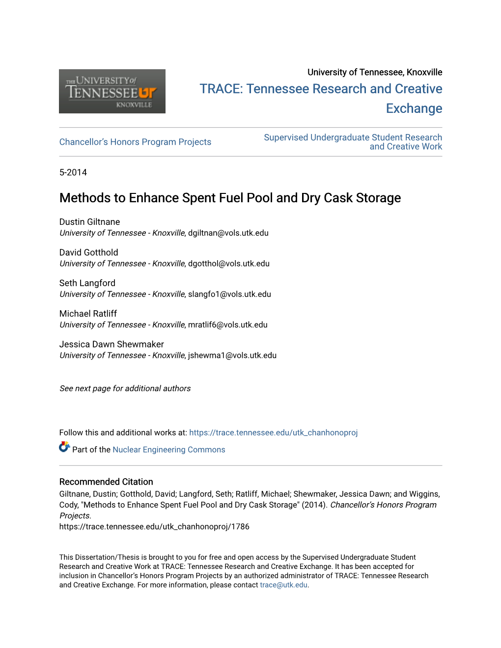 Methods to Enhance Spent Fuel Pool and Dry Cask Storage