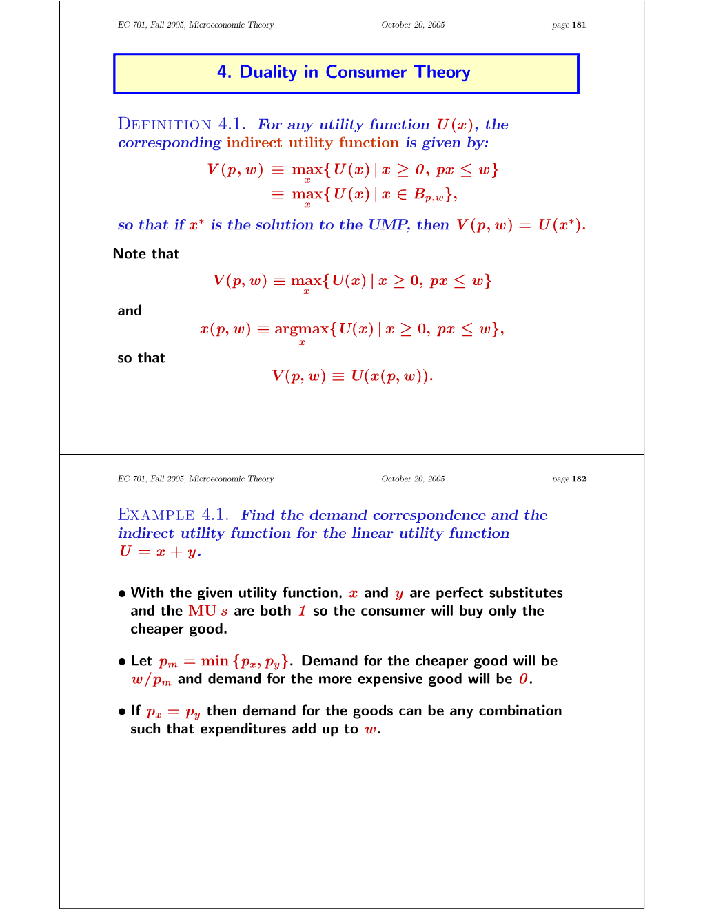 Indirect Utility and Duality