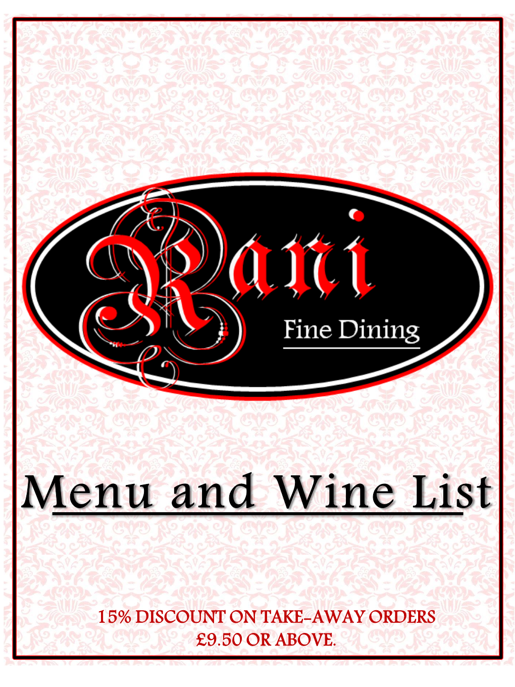 Menu and Wine List