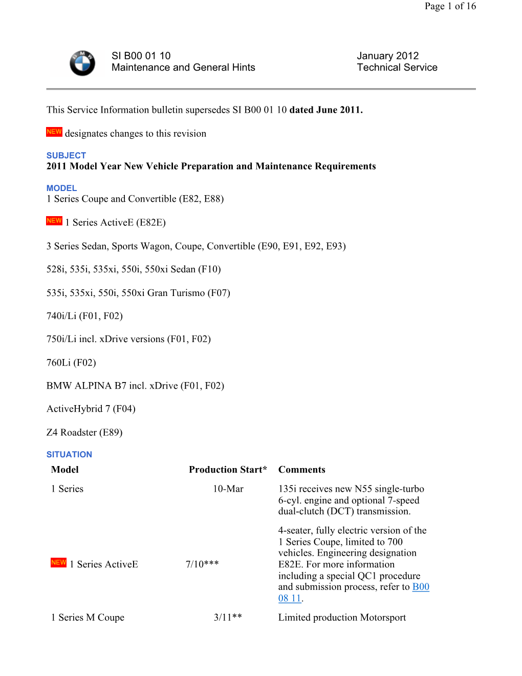 This Service Information Bulletin Supersedes SI B00 01 10 Dated June 2011