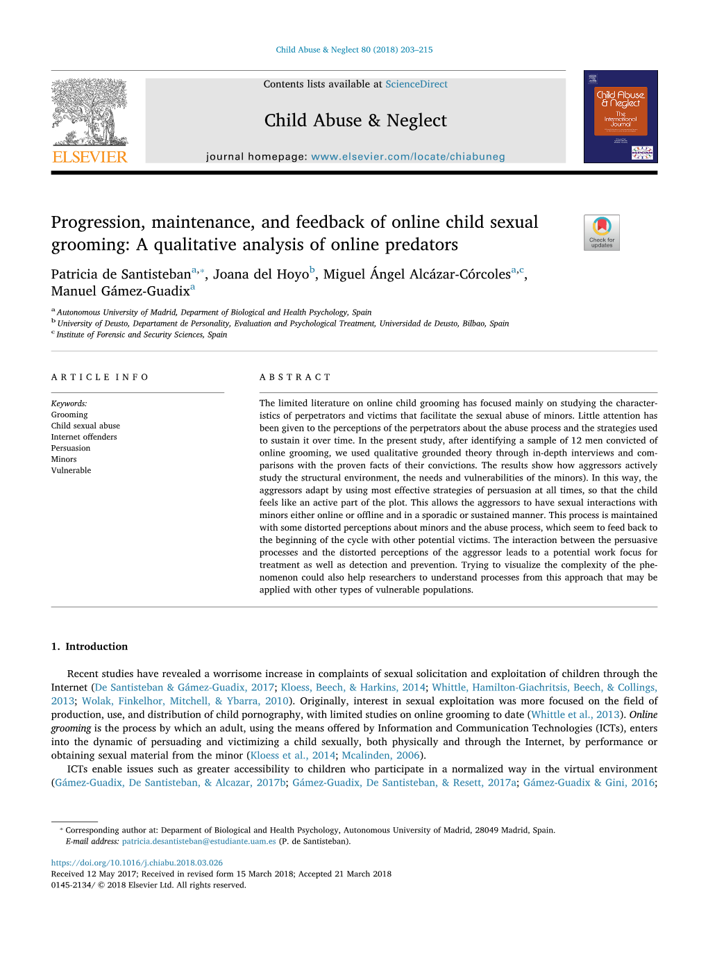 Progression, Maintenance, and Feedback of Online Child Sexual Grooming a Qualitative Analysis of Online Predators